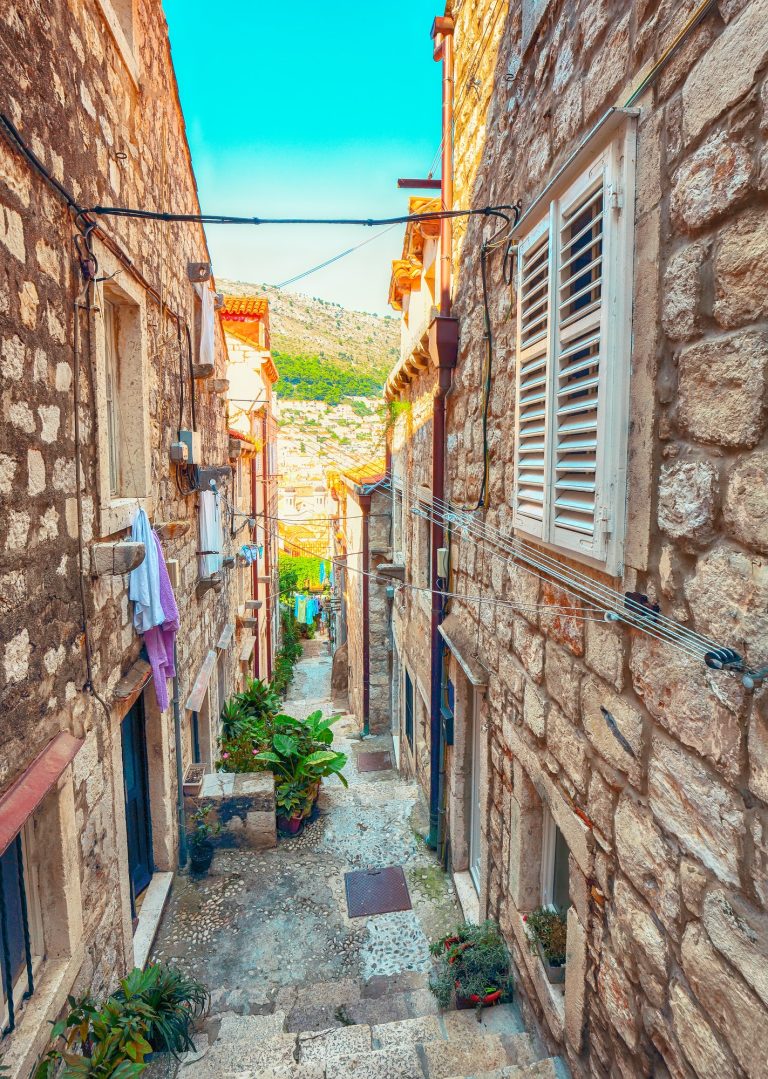 Old City of Dubrovnik. One of many narrow streets of medieval town